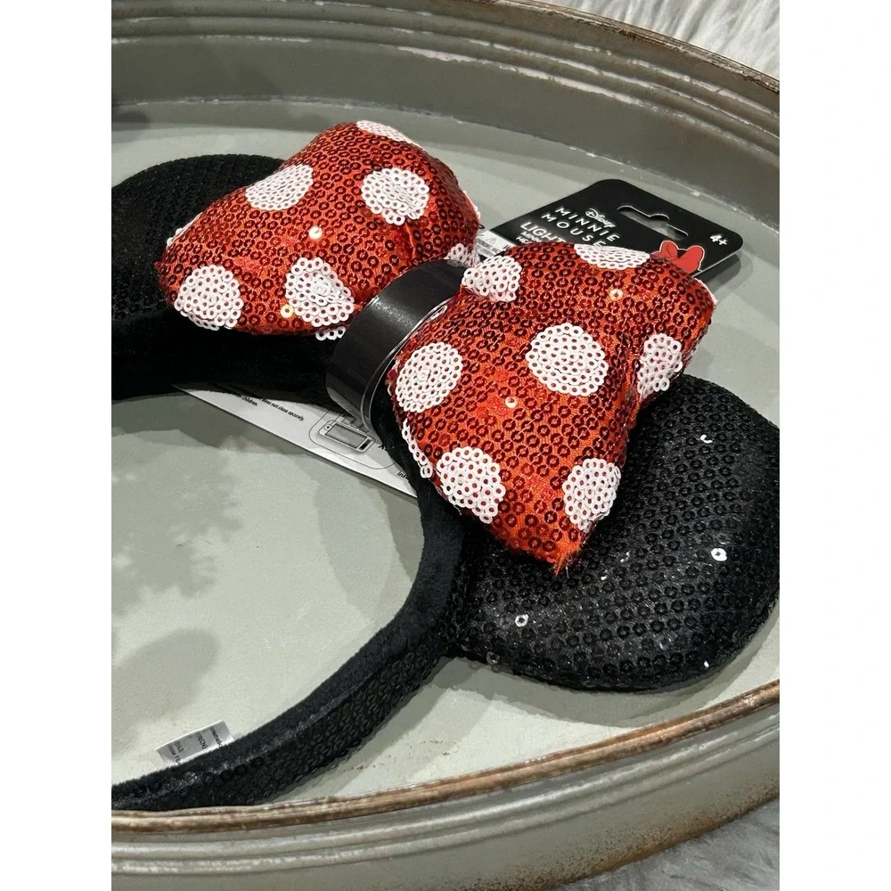 Disney Minnie Mouse Light Up Sequin‎ Minnie Bow Headband NEW